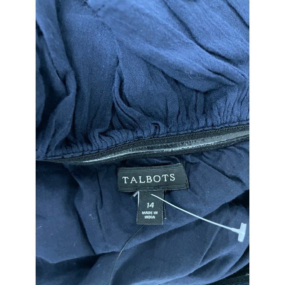 Talbots Womens A-Line Dress Size 14 Blue Ruffled One Shoulder Midi NWT - Picture 4 of 15